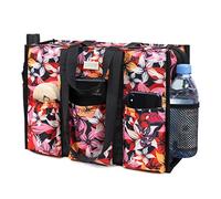 TOPDesign - Borsa multiuso resistente all'acqua con 13 tasche esterne e interne, chiusura superiore con cerniera e supporto inferiore spesso (fiore a cinque petali)