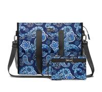 TOPDesign Borsa multiuso resistente all'acqua con 22 tasche esterne e interne, chiusura superiore con cerniera e supporto inferiore spesso, Bandana Blu, Large