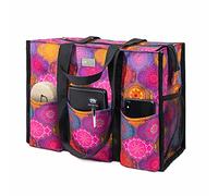 TOPDesign Borsa tote impermeabile con 13 tasche esterne e interne, chiusura superiore con cerniera e supporto inferiore spesso, per donne che lavorano, insegnanti, infermieri, contabili (totem yoga)
