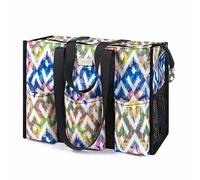 TOPDesign - Borsa tote impermeabile con 13 tasche esterne e interne, chiusura superiore con cerniera e supporto inferiore spesso (colorata)