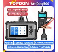 TOPDON Dispositivo diagnostico OBD2 per auto AD500, 4 diagnostiche di sistema per motore SRS ABS e trasmissione, 6 funzioni di servizio per olio, BMS, SAS, DPF, TPMS e valvola a farfalla,
