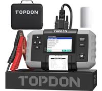 TOPDON BT600 Tester Batteria per Auto, Tester Batterie Auto con Stampante Professionale 12V 24V, con Test Batteria, Test di Avviamento e Carica per Batterie 100-2000CCA, Schermo da 3.5 pollici
