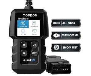 TOPDON OBD2 Dispositivo diagnostico AL300 Auto Universale Lettore di codici di errore con funzionalità OBD2, lettura e cancellazione di codici per spegnere la spia di controllo del motore