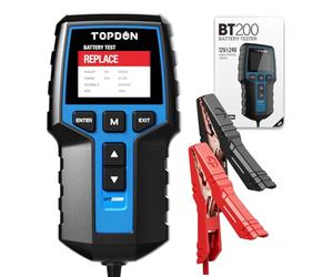 TOPDON Tester Batteria Auto BT200, 12V 24V 100-2000 CCA Tester per Batterie, con Test della Batteria, del Caricatore e dell'Accensione per Auto Moto Barche SUV e Camion, 2,4 pollici