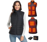 Topdot Gilet Riscaldato Donna, 8 Zone di Riscaldamento, Giubbotto Riscaldato Elettrico Leggero con 3 Temperature per Ciclismo, Lavori All'aperto, Nero, M