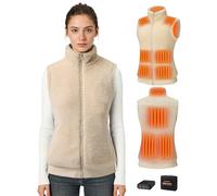 Topdot Gilet Riscaldato Donna con Batteria 7.4V 16000mAh, 10 Zone di Riscaldamento, Elettrico Gilet Termico Leggero con 6 Temperature per Ciclismo, Lavori All'aperto,Cachi,L