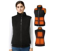 Topdot Gilet Riscaldato Donna con Batteria 7.4V 16000mAh, 10 Zone di Riscaldamento, Elettrico Gilet Termico Leggero con 4 Temperature per Ciclismo, Lavori All'aperto,Nero,S