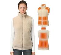 Topdot Gilet Riscaldato Donna con Batteria 7.4V 16000mAh, 10 Zone di Riscaldamento, Elettrico Gilet Termico Leggero con 7 Temperature per Ciclismo, Lavori All'aperto,Cachi,XL