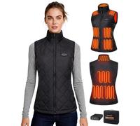 Topdot Gilet Riscaldato Donna con Batteria 7.4V 16000mAh, 10 Zone di Riscaldamento, Elettrico Gilet Termico Leggero con 3 Temperature per Ciclismo, Lavori All'aperto,2XL