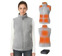 Topdot Gilet Riscaldato Donna con Batteria 7.4V 16000mAh, 10 Zone di Riscaldamento, Elettrico Gilet Termico Leggero con 6 Temperature per Ciclismo, Lavori All'aperto,Grigio,L