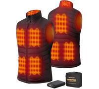 Topdot Gilet Riscaldato Uomo con Batteria 7.4V 16000mAh, 8 Zone di Riscaldamento, Giubbotto Riscaldata Elettrico 3 Temperature, Giacca Riscaldata Invernale per Sciare All'aperto Moto Pesca