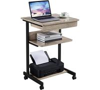 Topeakmart Scrivania Art Deco grigia, carrello da scrivania per computer con cassetto, soluzione salvaspazio per scrivere, laptop, PC, 55,9 x 51,1 x 80 cm