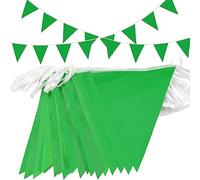 Topeedy Bandierine verdi da 20 m, decorazione per feste, 40 pezzi, riutilizzabili, per compleanni, matrimoni, baby shower, casa o giardino, bandiere triangolari
