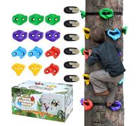 TOPENEW Set Prese Arrampicata su Alberi per Bambini 12pz Prese Arrampicata per Bambini 6pz Cinghie a Cricchetto Grandi Prese per Arrampicata per Percorso Ostacoli Bambini e Casetta sull'Albero