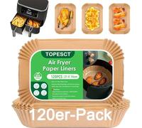 TopEsct Carta Forno Per Friggitrice Ad Aria Calda, Confezione Da 120 Pezzi, Accessori Ninja Double Stack XL, Compatibile Con Ninja AF300EU, AF400EU, SL400EU E Altre Friggitrici Ad Aria (21X14cm)