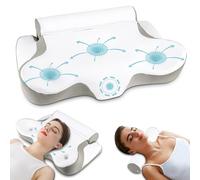 TopEsct Cuscino Cervicale Memory Foam per Dormire,2 in 1 Ortopedico ergonomico Cuscino di Supporto per Collo,Cuscino per Dormire per Schiena/Fianco/Stomaco-Grigio