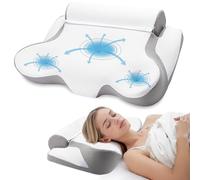 TopEsct Cuscino Cervicale Memory Foam per Dormire,2 in 1 Ortopedico ergonomico Cuscino di Supporto per Collo,Cuscino per Dormire per Schiena/Fianco/Stomaco-Grigio