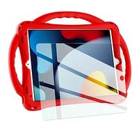 TopEsct Custodia per bambini per iPad da 10,2", in silicone antiurto, con pellicola protettiva in vetro temperato e cinturino, compatibile con iPad di 9a/8a/7a generazione (2021) (rosso)