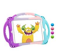 TopEsct Custodia per iPad Mini 5/4/3/2/1, in silicone, antiurto, con manico e supporto, viola e turchese
