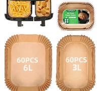 TopEsct Friggitrice ad aria calda per Philips Airfryer Dual Basket 3000 Series, 120 pezzi di carta da forno per Tefal 5,2/3,1 L Dual Easy Fry, 21 x 17 cm e 21 x 11 cm, accessori per friggitrice ad