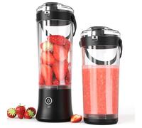 TOPESCT Frullatore portatile per frullati e frullati, mini frullatore ricaricabile USB-C con 6 lame, 500 ml, per viaggi, palestra, ufficio (nero freddo)