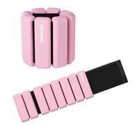 TOPESCT Pesi da polso regolabili - Set di 2 (0,5 kg ciascuno) | Braccialetti da polso e caviglia per yoga, danza, sbarra, pilates, cardio, aerobica, camminata (rosa) (0,9 kg/ciascuno, rosa)