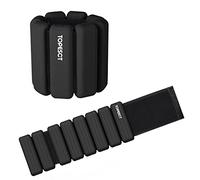 TOPESCT Pesi da polso regolabili - Set di 2 (0,5 kg ciascuno) | Braccialetti da polso e caviglia per yoga, danza, sbarra, pilates, cardio, aerobica, camminata (rosa) (0,9 kg/ciascuno, nero)