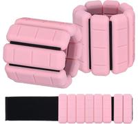 TOPESCT pesi per polsi e cavigliere indossabili set di 2 (0,5 kg/0,9 kg ciascuno),braccialetti regolabili con pesi per allenamento di forza,camminata,corsa,pilates,jogging,yoga (Pink, 1lb/each)