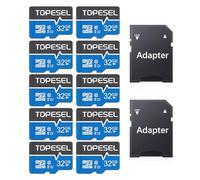 TOPESEL Confezione da 10 schede Micro SD da 32 GB, classe 10, Micro-SDXC UHS-I, scheda TF flash ad alta velocità per telecamera di sicurezza/smartphone/drone/dash cam/tablet/PC, C10, U1, confezione da