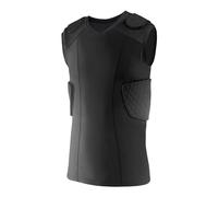 Topeter Canotta con protezione a costine, maglia a compressione imbottita con costine, spalle e schienali, canotte Rash Guard per allenamento sportivo, Nero , XL