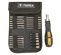 Topex Cacciavite A Cricchetto In Kit 26 Pezzi: 6 Bussole, 18 Bit, 1 Attacco