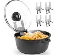 topfi Set di 4 supporti per coperchi per pentole e padelle. L'utensile da cucina per una superficie di lavoro libera e pulita, permette all'acqua di gocciolare facilmente nella pentola e offre una