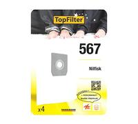 TopFilter 64567 - Sacchetti per aspirapolvere Nilfisk, sacchetto aspirapolvere, sacchetto aspirapolvere, non tessuto, polipropilene, gomma, cartone, 30 x 26 cm, confezione da 4