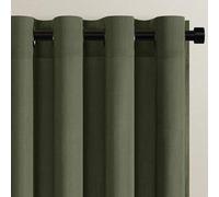 Topfinel 1 Pezzo Tulle Lino Porta Tende Interne per Tenda da Letto Con Occhielli Voile Traslucide per Temi Moderni Tende Leggere Velate Lino Verdi Oliva 300x240 CM