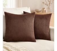 Topfinel Federe Cuscini Divano 50x50cm Caffè in Velluto a Coste 2 Pezzi | Federe Cuscino Letto, Copricuscini Decorazione Moderna, Cerniera Invisibile, Morbide e delicate sulla pelle