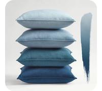 Topfinel Federe Cuscini in Velluto per Divano Blu 45x45 Set 4 Pezzi Copricuscini Quadrati Elegante Decorativa per Salotto Moderno Cuscino Cerniera Invisibile per Camera da Letto