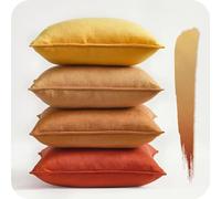 Topfinel Federe Cuscini in Velluto per Divano Marrone 45x45 Set 4 Pezzi Copricuscini Quadrati Elegante Decorativa per Salotto Moderno Cuscino Cerniera Invisibile per Camera da Letto