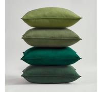 Topfinel Federe Cuscini in Velluto per Divano Verde 50x50 Set 4 Pezzi Copricuscini Quadrati Elegante Decorativa per Salotto Moderno Cuscino Cerniera Invisibile per Camera da Letto