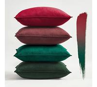 Topfinel Federe Cuscini in Velluto per Divano Verde Rosso 45x45 Set 4 Pezzi Copricuscini Quadrati Elegante Decorativa per Salotto Moderno Cuscino Cerniera Invisibile per Camera da Letto