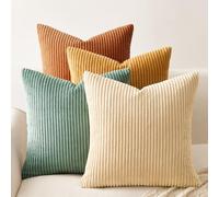 Topfinel Federe de Cuscini 40x40 in Decorativa Velluto a Coste Divano per Salotto Camera da Letto dei Bambini Elegante Moderno Fodere Cuscini Cerniera Invisibile per Morbido Set 4 Pezzi Blu-arancio