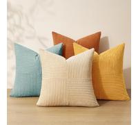 Topfinel Federe per Cuscini 45x45 Arancione-Blu 4 Pezzi con Motivo a Mulino - Fodere Decorative per Divano Letto Sedie Giardino Soggiorno Camera da Letto Cameretta in Velluto Moderno