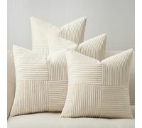 Topfinel Fodera per Cuscino 50x50cm Crema 4 Pezzi Forma del Mulino a Vento Copricuscini in Velluto a Coste Copricuscino per Divano Cuscino Deco per Divano Camera da Letto Soggiorno