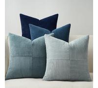 Topfinel Fodera per Cuscino 50x50cm Gradiente Blu 4 Pezzi Forma del Mulino a Vento Copricuscini in Velluto a Coste Copricuscino per Divano Cuscino Deco per Divano Camera da Letto Soggiorno