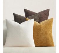 Topfinel Fodere per Cuscini Divano 45 × 45 cm Marrone Dorato, Set di 4 | Fodera per Cuscino, Tatto Simile al Velluto, in Morbido Tessuto Chenille, Cerniera Nascosta, Oggetti Decorativi per La Casa