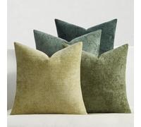 Topfinel Fodere per Cuscini Divano 60 × 60 cm Color Verde Scuro, Set di 4 | Fodera per Cuscino, Tatto Simile al Velluto, in Morbido Tessuto Chenille, Cerniera Nascosta, Oggetti Decorativi per La Casa