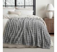 Topfinel Plaid Grande a Bolle, Coperta in Pile Pelosa Morbida e Termica, Calda e Confortevole, OEKO-TEX, Effetto Lana, per Letto Matrimoniale Divano e Picnic, Grigio, 220 x 240 cm, 1 Pezzo