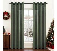 Topfinel Tende per Interni Verde Oliva 2 Pannelli 140x245 CM Moderne Trasparenti in Voile Con Occhielli Morbidi Finestre per Camera da Letto e per Salotto Soggiorno
