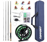 TOPFORT Canna da pesca a mosca e mulinello Combo, 4 pezzi leggero ultra portatile grafite canna da mosca 5/6 pacchetto completo di avviamento con borsa per il trasporto