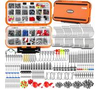 TOPFORT Kit di accessori da pesca 187/230 pezzi, tra cui ganci per giro, pesi per pondini per colata di basso proiettile, scatti girelli da pesca, scivoli per pender, set da pesca con scatola per attrezzatura..