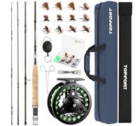 TOPFORT Starter kit composto da canna da pesca a mosca e mulinello, 4 pezzi, leggero, ultra portatile, in grafite, con borsa per il trasporto